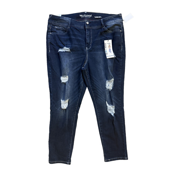 WallFlower Jeans Plus Size 20 Luscious Curvy Skinny Dark Wash Distressed NWT - Picture 1 of 11